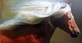 Natasa Kodela, White Mane, Oil on Canvas, 30x50cm