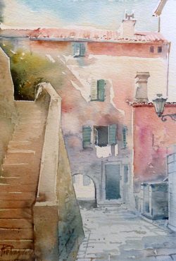 Predrag Pedja Milosevic, Staircase, Watercolour, 20x15cmv