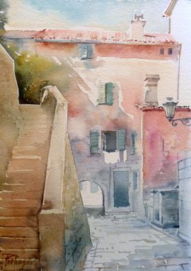 Predrag Pedja Milosevic, Staircase, Watercolour, 20x15cmv