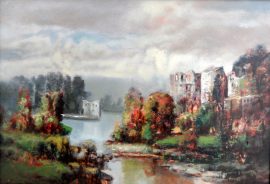 Rade Stanojevic, Castle, Oil on canvas, 45x65cm