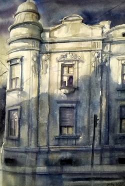 Silva Vujovic, Belgrade Square, Watercolour, 37x27cm, £330