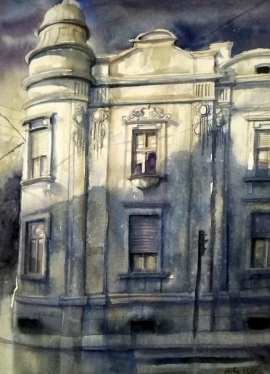 Silva Vujovic, Belgrade Square, Watercolour, 37x27cm, £330