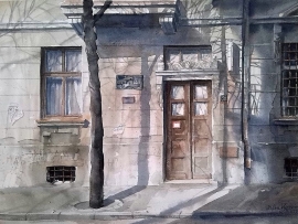 Silva Vujovic, Tree Lined Street,  Watercolour, 36x27cm, £330