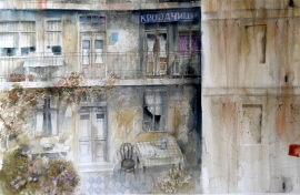 Silva Vujovic, Backyard, Watercolour, 40x55cm, £480