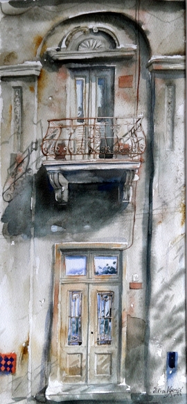 Silva Vujovic, Balcony, Watercolour, 40x20cm, £220