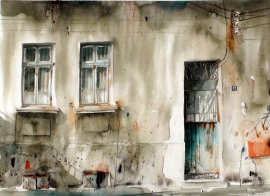 Silva Vujovic, Belgrade Street, Watercolor, 30x40cm