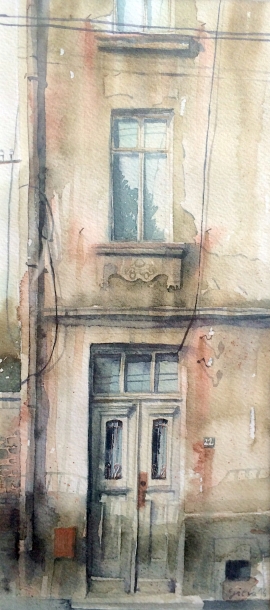 Silva Vujovic, Door, Watercolour, 27x12cm