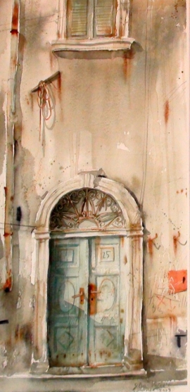 Silva Vujovic, Door, Watercolour, 40x20cm