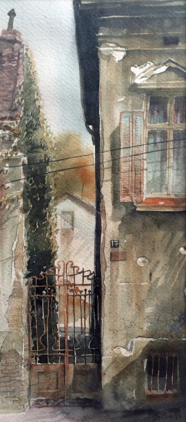 Silva Vujovic, Gate, Watercolour, 27x12cm