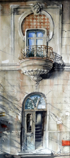 Silva Vujovic, Mika Alas House, Watercolour, 40x20cm