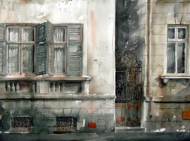 Silva Vujovic, Old Street, Watercolour, 30x40cm