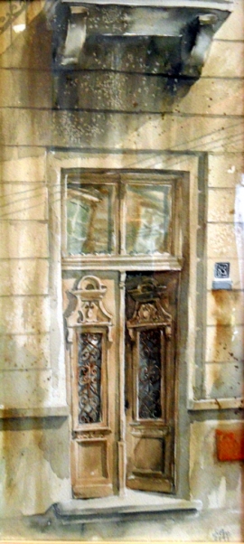 Silva Vujovic, Open Door, Watercolour, 35x15cm