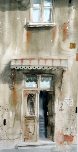 Silva Vujovic, Open Door, Watercolour, 35x20cm
