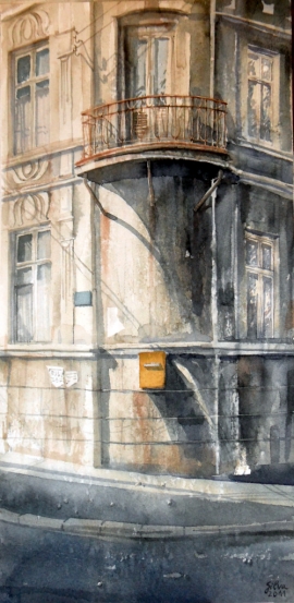 Silva Vujovic, Postbox, Watercolour, 40x20cm
