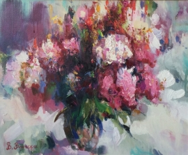 Viktor Vronski, Flowers, Oil on canvas, 55x45cm, £740