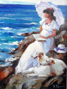 Viktor Vronski, The Lady and the Sea, Oil on canvas,70x50cm