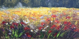 Zoran Zivotic, Flowers, Oil on canvas, 20x40cm