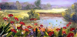 Zoran Zivotic, Lake, Oil on canvas, 20x40cm