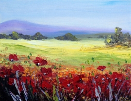 Zoran Zivotic, Poppies in the Fields, Oil on canvas, 20x30cm