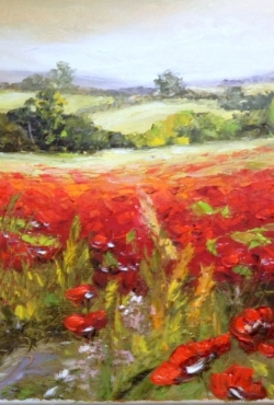 Zoran Zivotic, Red Fields, Oil on canvas, 25x35cm, £270