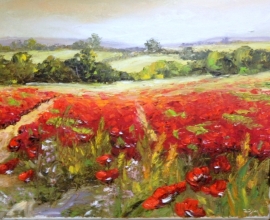 Zoran Zivotic, Red Fields, Oil on canvas, 25x35cm, £270