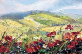 Zoran Zivotic, Red Poppies, Oil on Canvas, 20x30cm, £240