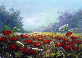 Zoran Zivotic, Red Poppies, Oil on canvas 25x35cm