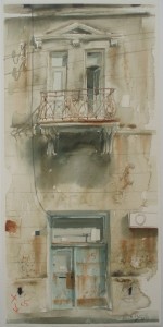 Silva Vujovic, Balcony I, Watercolor, 2009, 38x18cm