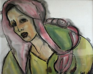 Sonya Radan, 5. Weast, Painting on silk, 55x65cm